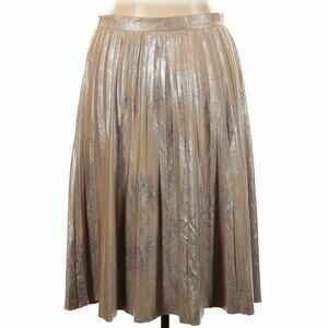 Anthropologie Maeve Metallic Gold Pleated Midi Skirt Size XL - NEW